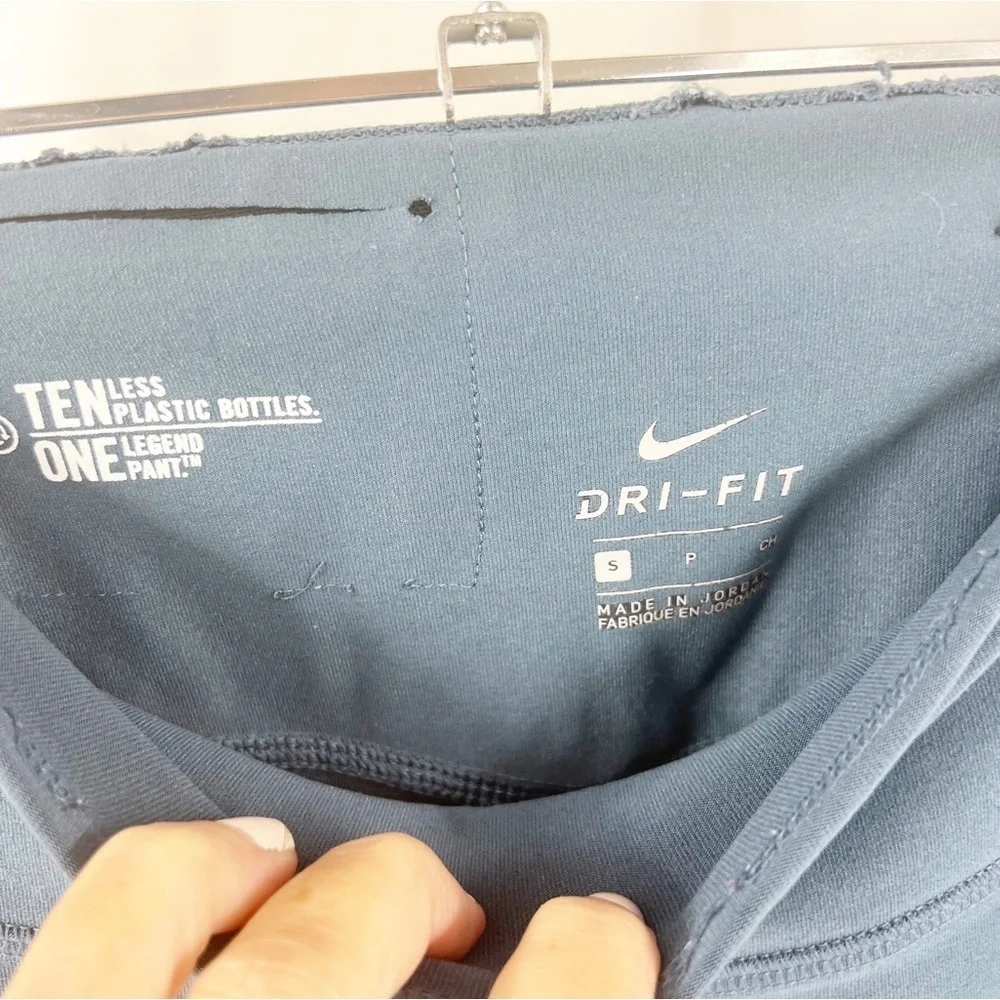 ✅ Nike Women's Size S Dri-Fit Legend Gray Blue Leggings Big Logo Slim Fit 852705